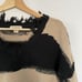 Rag Poets Distressed Black & Beige Sweater XS boho style casual semi cropped