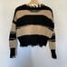 Rag Poets Distressed Black & Beige Sweater XS boho style casual semi cropped