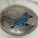 Silver and Turquoise Coral Inlay Vintage Road Runner Handcrafted Belt Buckle SST