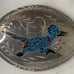 Silver and Turquoise Coral Inlay Vintage Road Runner Handcrafted Belt Buckle SST