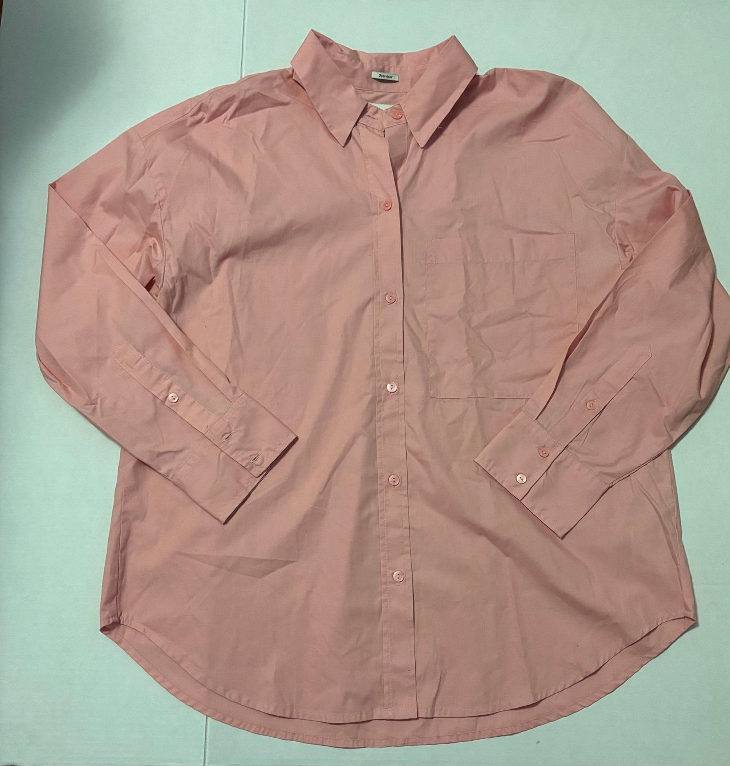 New! Abercrombie & Fitch Men Oversize Dress Shirt Pink Color Size M