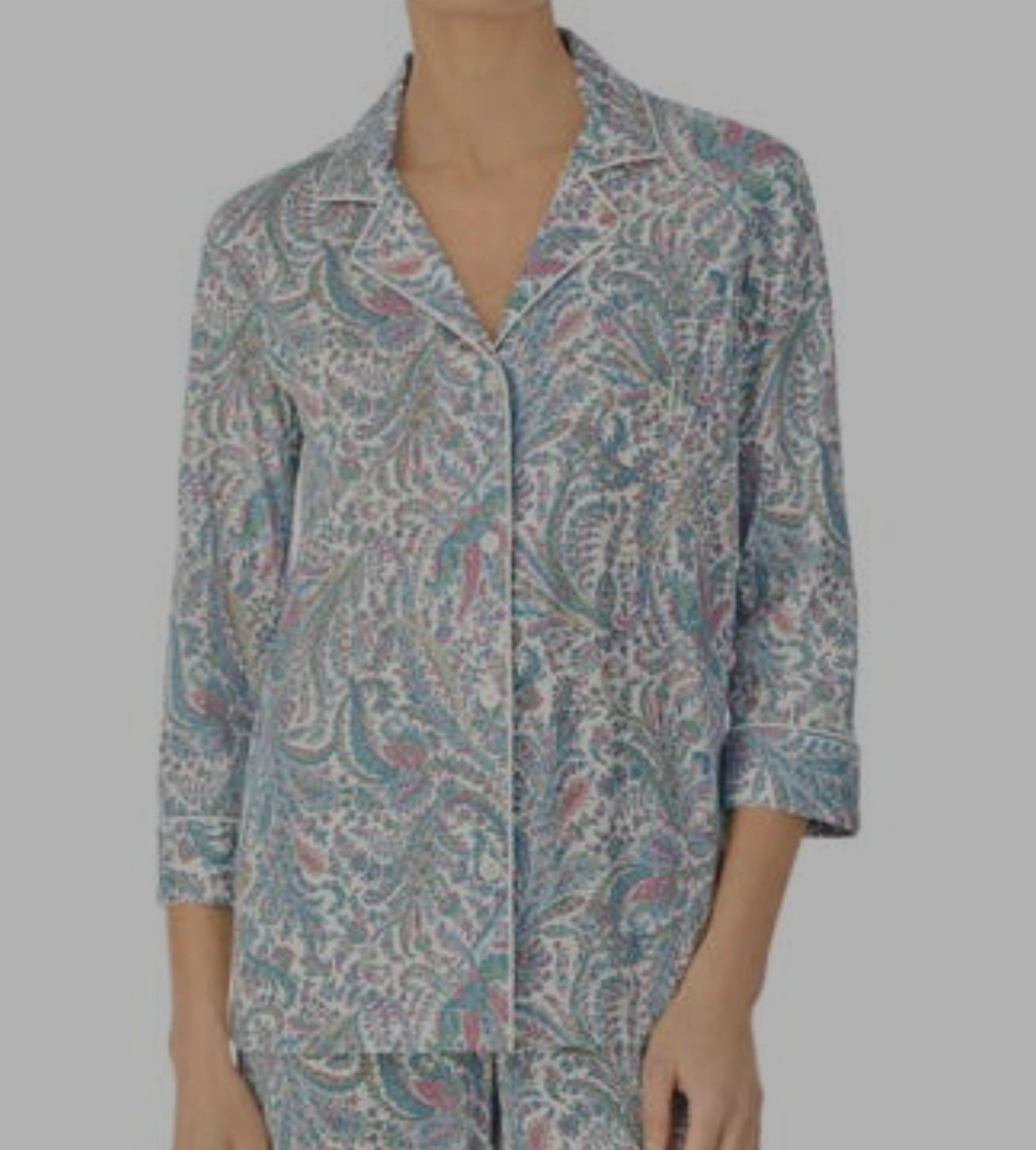 Lauren Ralph Lauren Cotton Blend Pajama Top Ivory XL