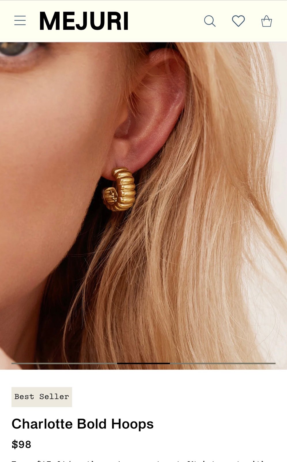 【オシャレ】MEJURI メジュリ Charlotte Bold Hoops ピアス Mejuri Silver Charlotte Bold Hoops | Wardrobe Icons