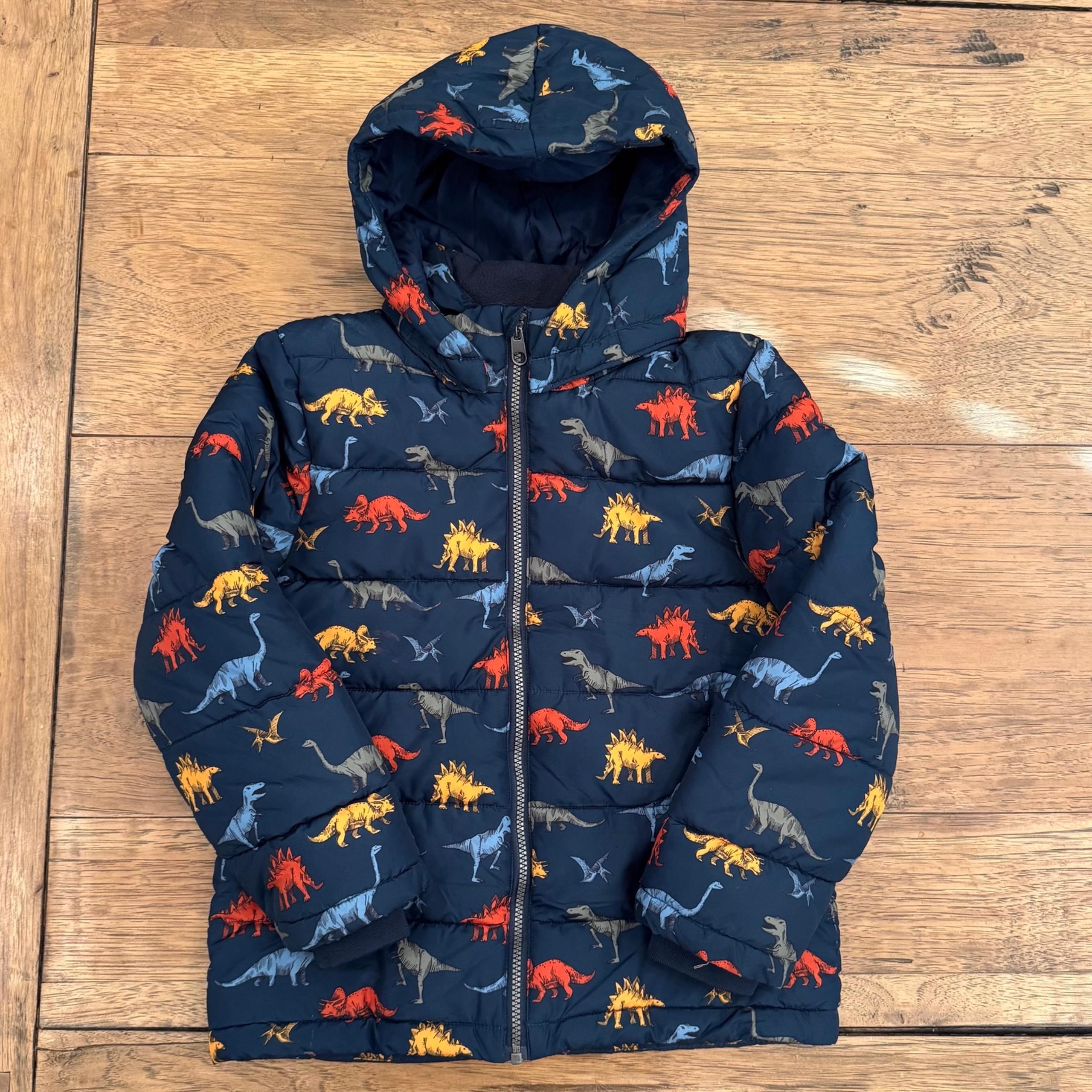 H&M Boys Size 8-9 Heavyweight Dinosaur Coat, Winter Jacket, Dino, Removable Hood
