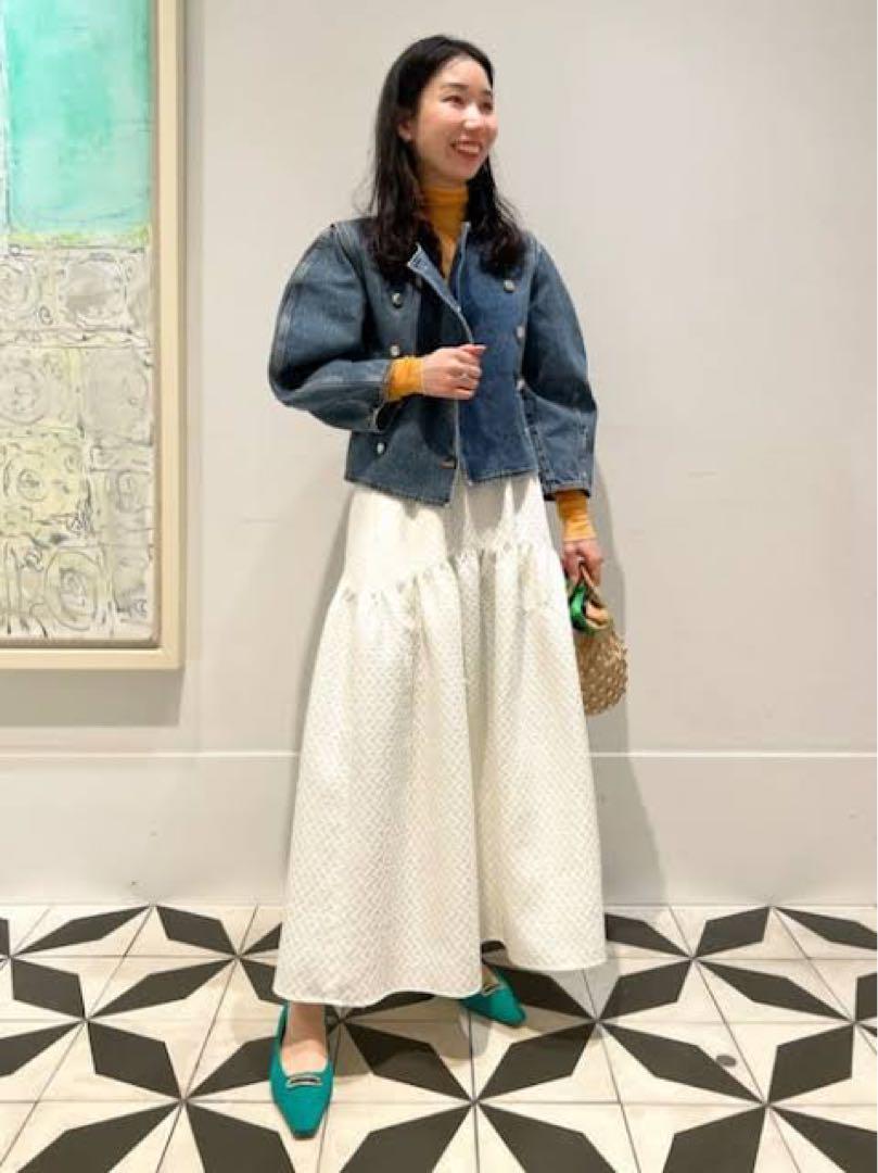 【New】Ballsey Paisley Matelasse Gather Long Skirt