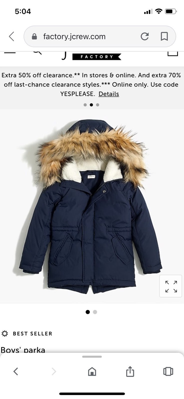Crewcuts Fishtail Parka NWOT