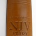 NIV Study Bible Brown Leather Like Cover Christs Word in Red Zondervan Footnotes