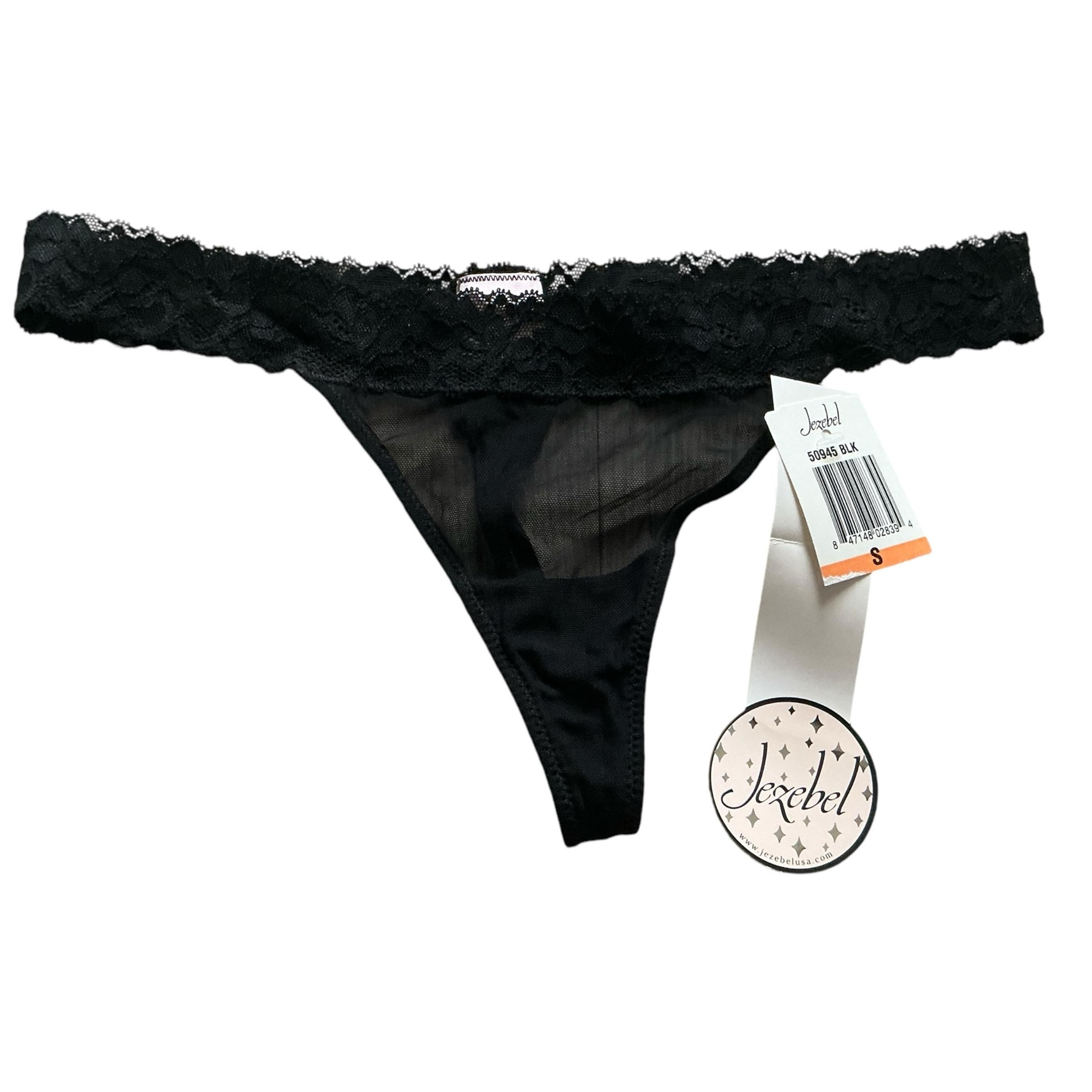 Jazebel women’s black lace trim thong panty style 50945