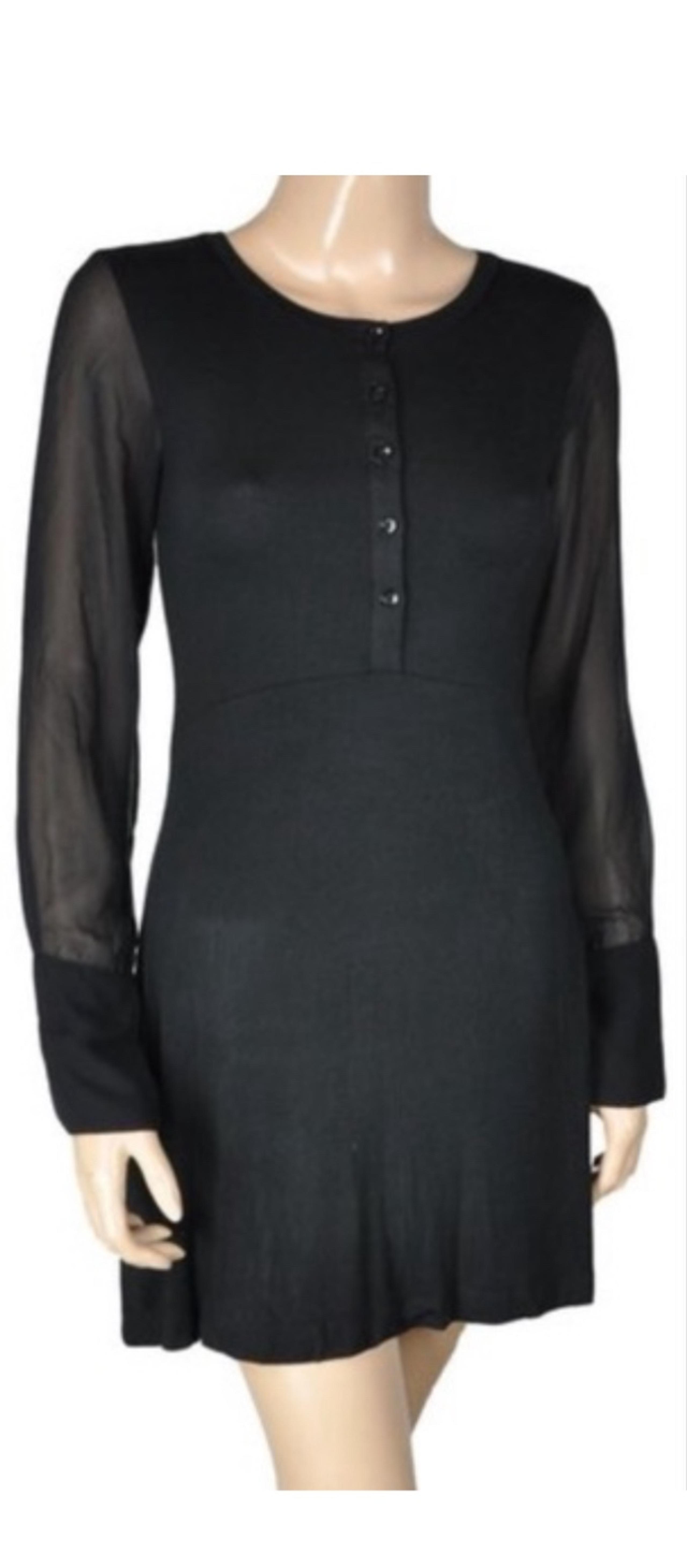 Black BCBGeneration Sheer Sleeve Button down Mini Dress size Large