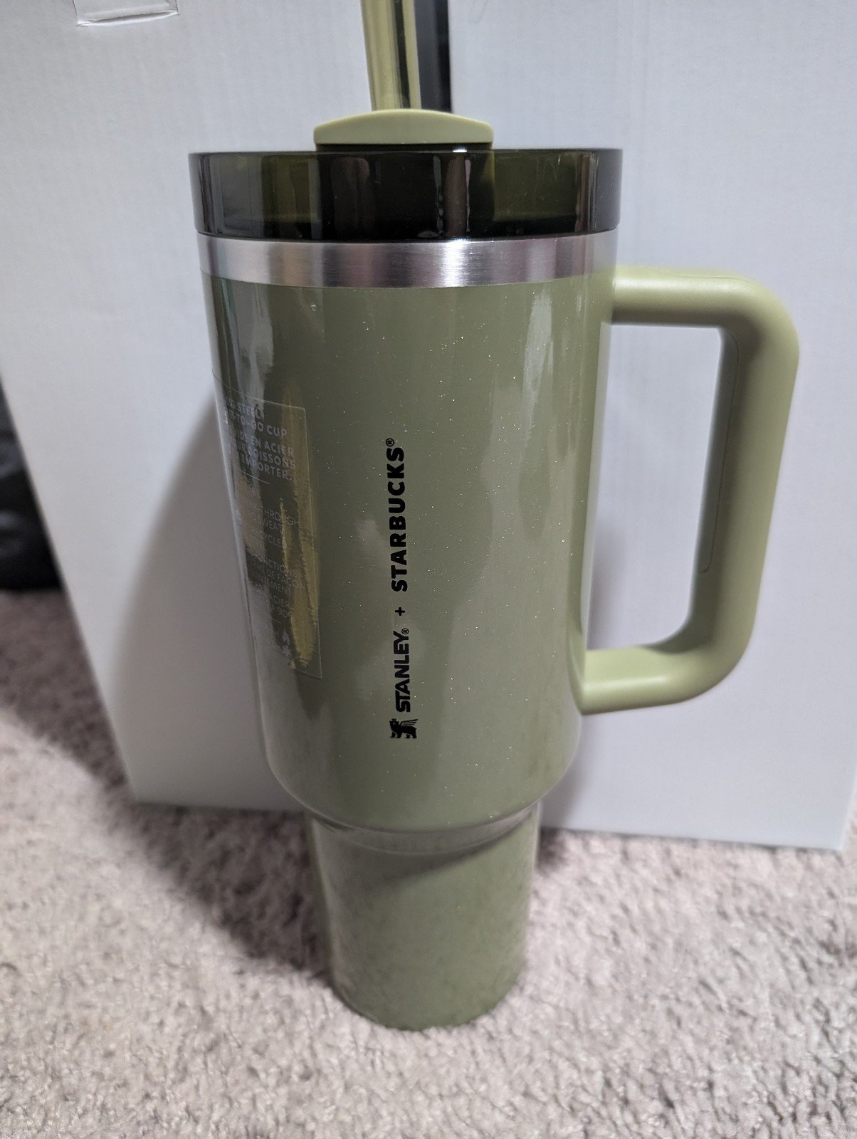 Starbucks Olive Green Pearl Stanley 40oz Tumbler Glitter Fall Release 2024 New