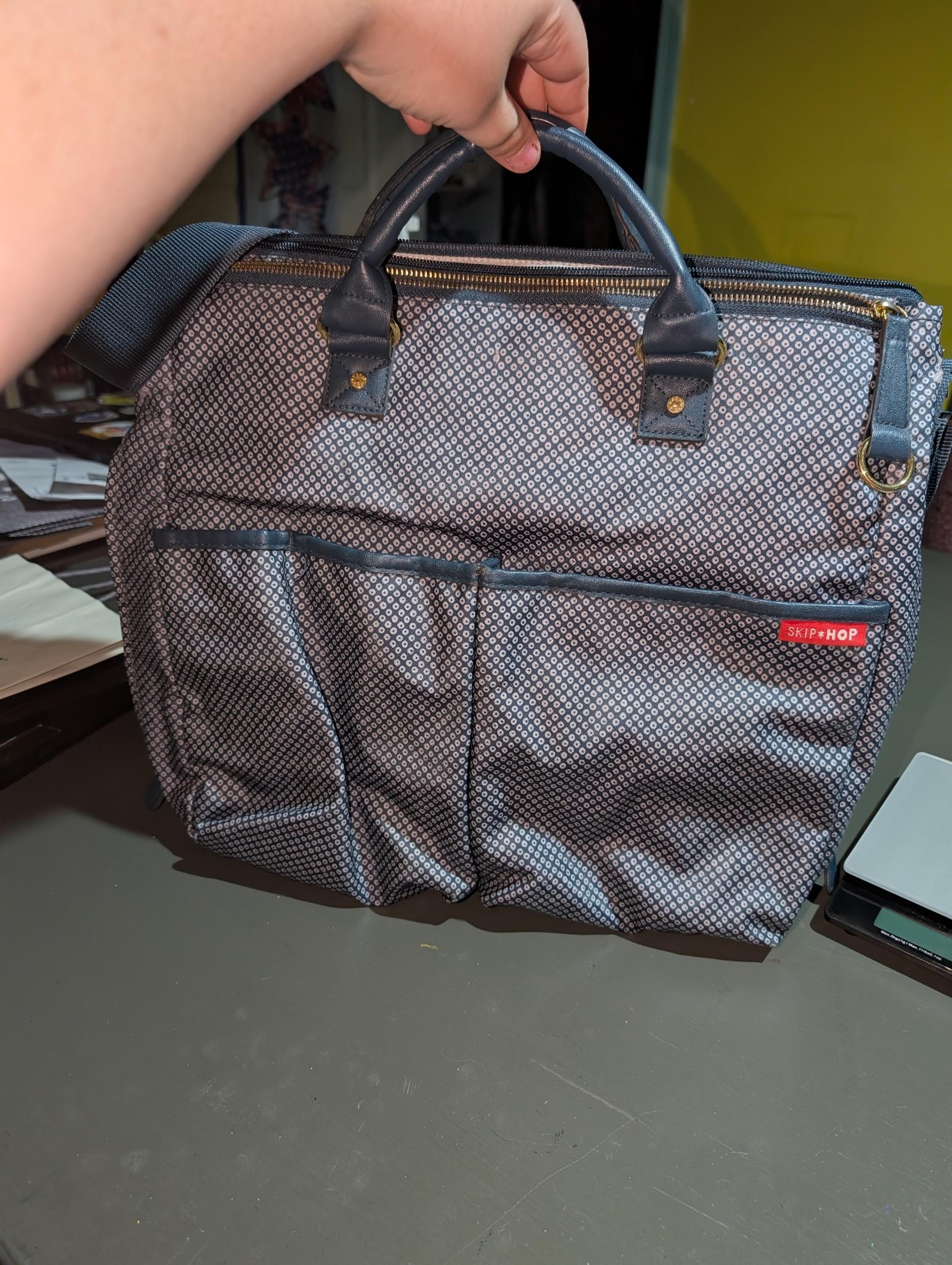 Skip Hop Blue Diaper Bag 14Wx13Dx3.5L Stains Shown In Pics