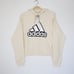 Adidas Women's Essential Outlined Logo French Terry Pullover Hoodie Cream Size