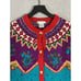 Vintage 100% Wool Knit Cardigan Sweater Fair Isle Pattern Jamaica L Category 1