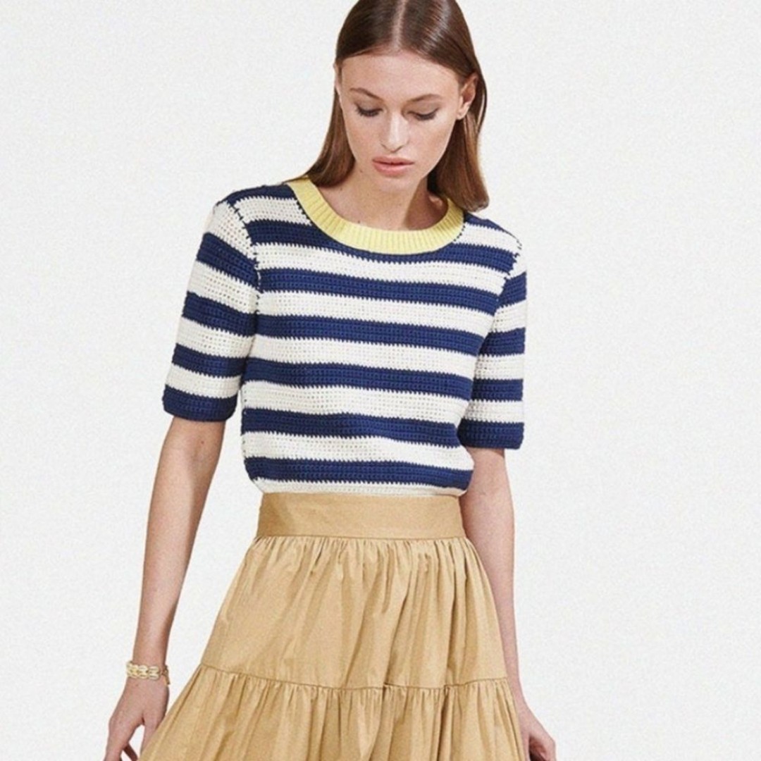 Staud Esther Striped Top Blue White New With Tags Size XS
