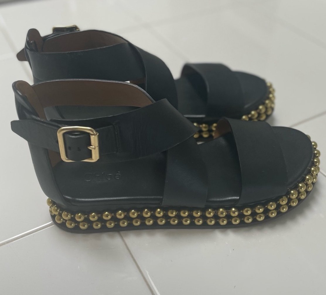 Chloé Sawyer Studded Leather Wrap Gladiator Sandals
