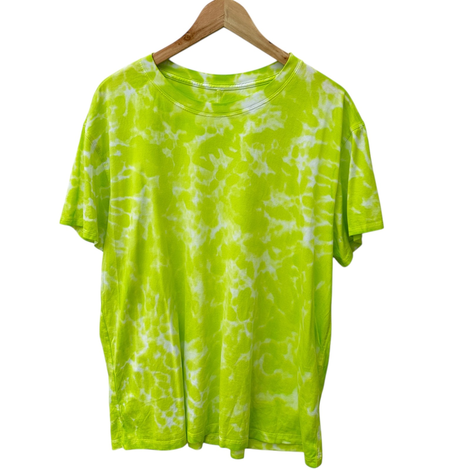 Lululemon Athletica All Yours Tee Tie Dye Shirt Neon Green Size 12 Comfy NWOT