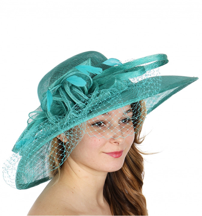 Sinamay netted feathers dress hat