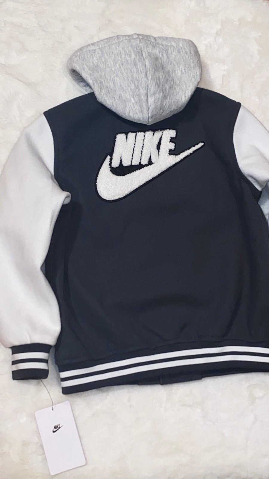 Nike Sportswear® Chenille Patched Varsity Jacket in Royal Vtg. Green - 7 *NWT!