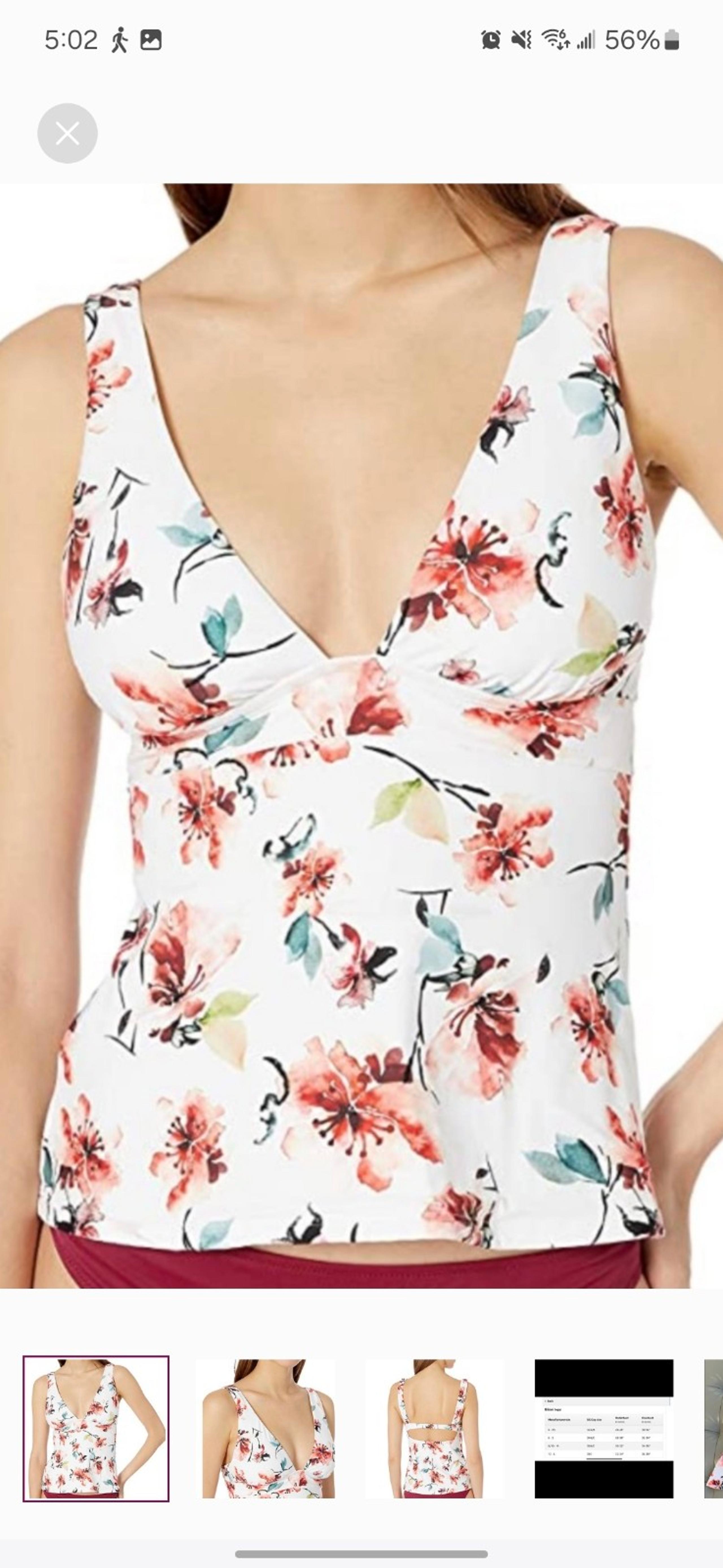 LUCKY BRAND TWO PIECE TANKINI SET TIGER LILY WHITE ORANGE GREEN