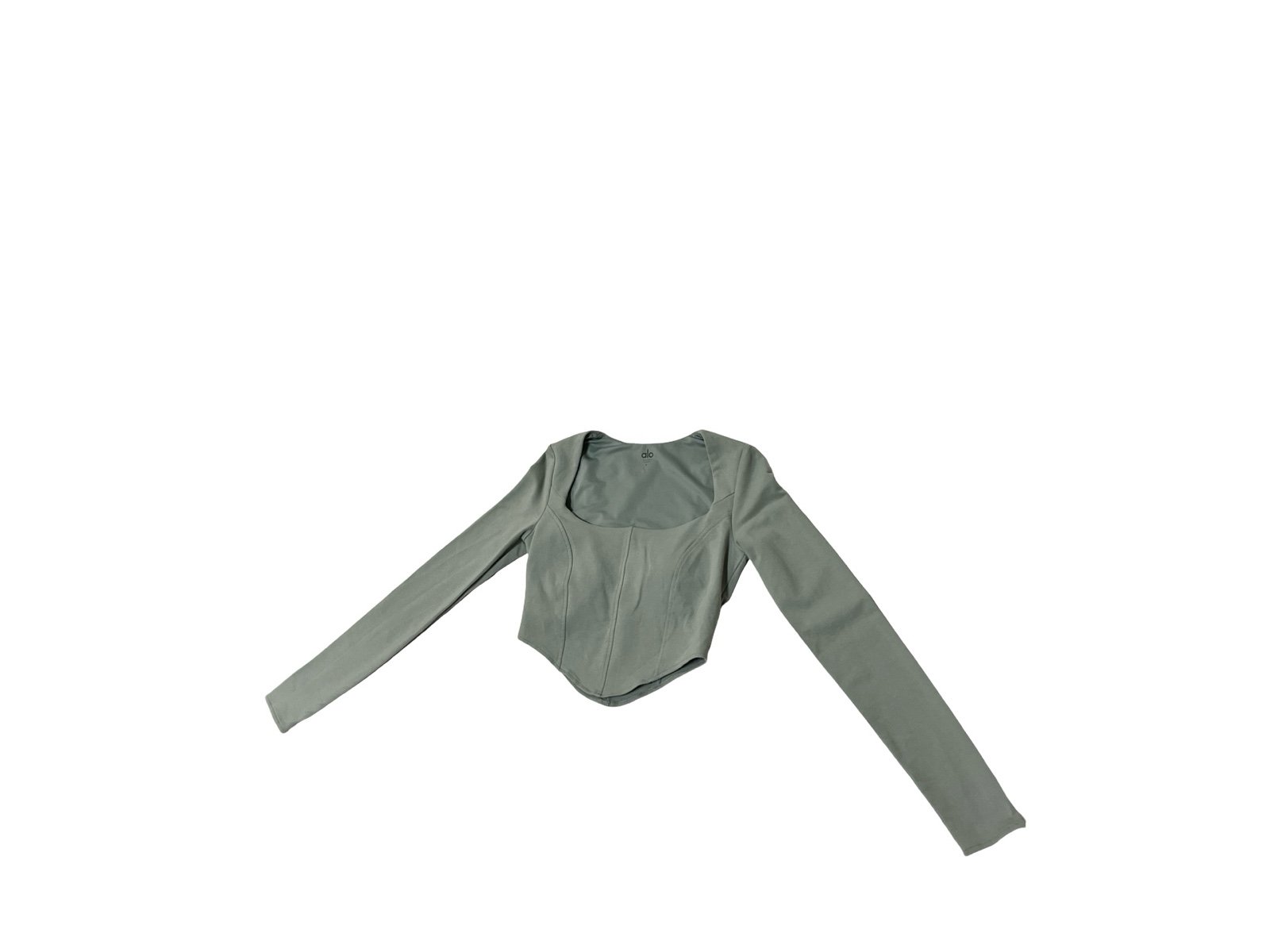 Alo Yoga Soft Sculpt LS Crop Top Sz Small In Cosmic Grey Athleisure Travel