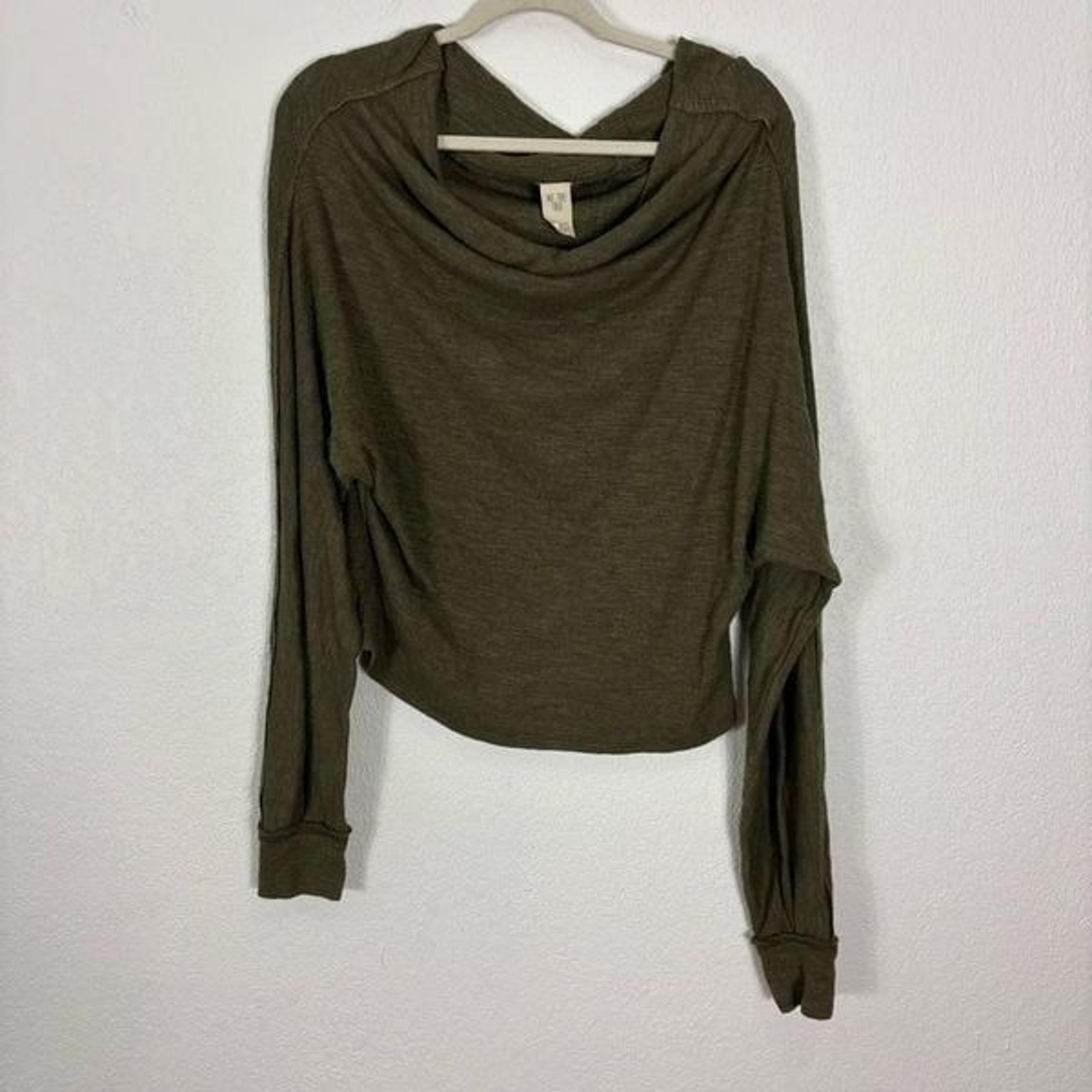We The Free | Free People Green Slouch Neck Knit Long Sleeve Top