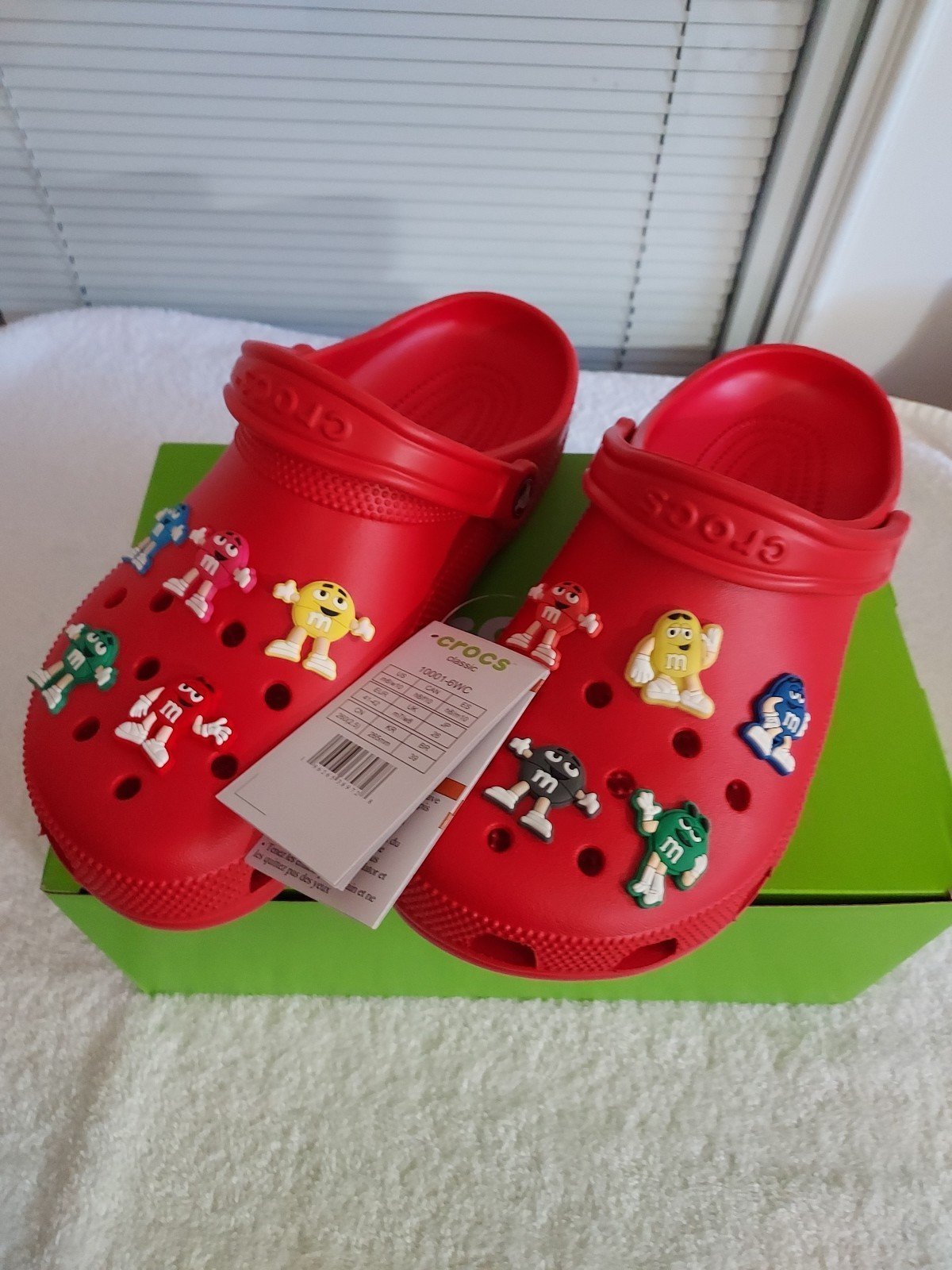NWT CROCS SIZE 10 M&M'S CLASSIC VARSITY RED CLOGS