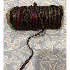 VTG Japan Jacquard Woven Roses Ribbon Trim Black, Green, Red, 140 Yards X 5/8