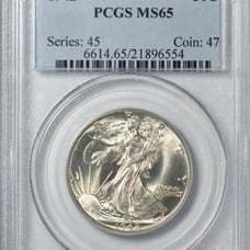 1942 P WALKING LIBERTY HALF PCGS CERTIFIED MS65 SHARPLY STRUCK