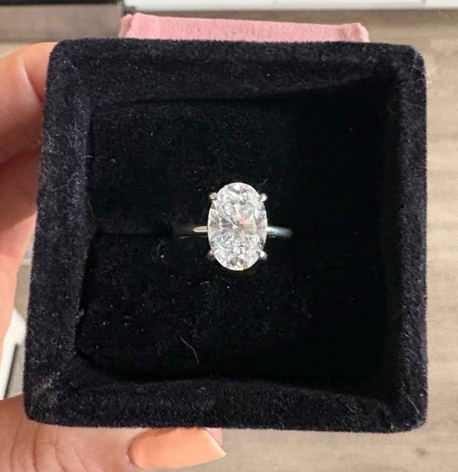 3.5 carat oval moissanite engagement ring
