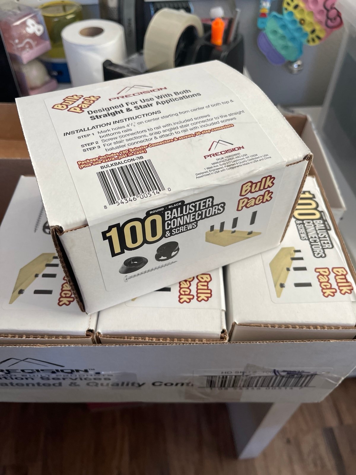 Black Round Plastic Baluster Connectors (100-Contractor Pack)
