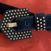 Milor Leather belt with gold embellishment.