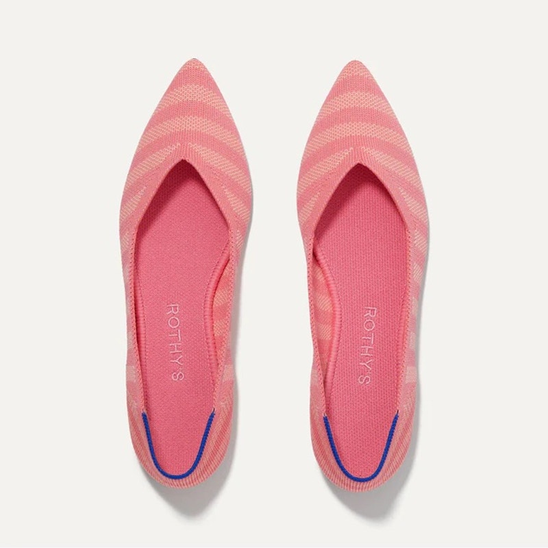 Rothy’s The Point Macaron Stripe Pink Women’s Size 12.5