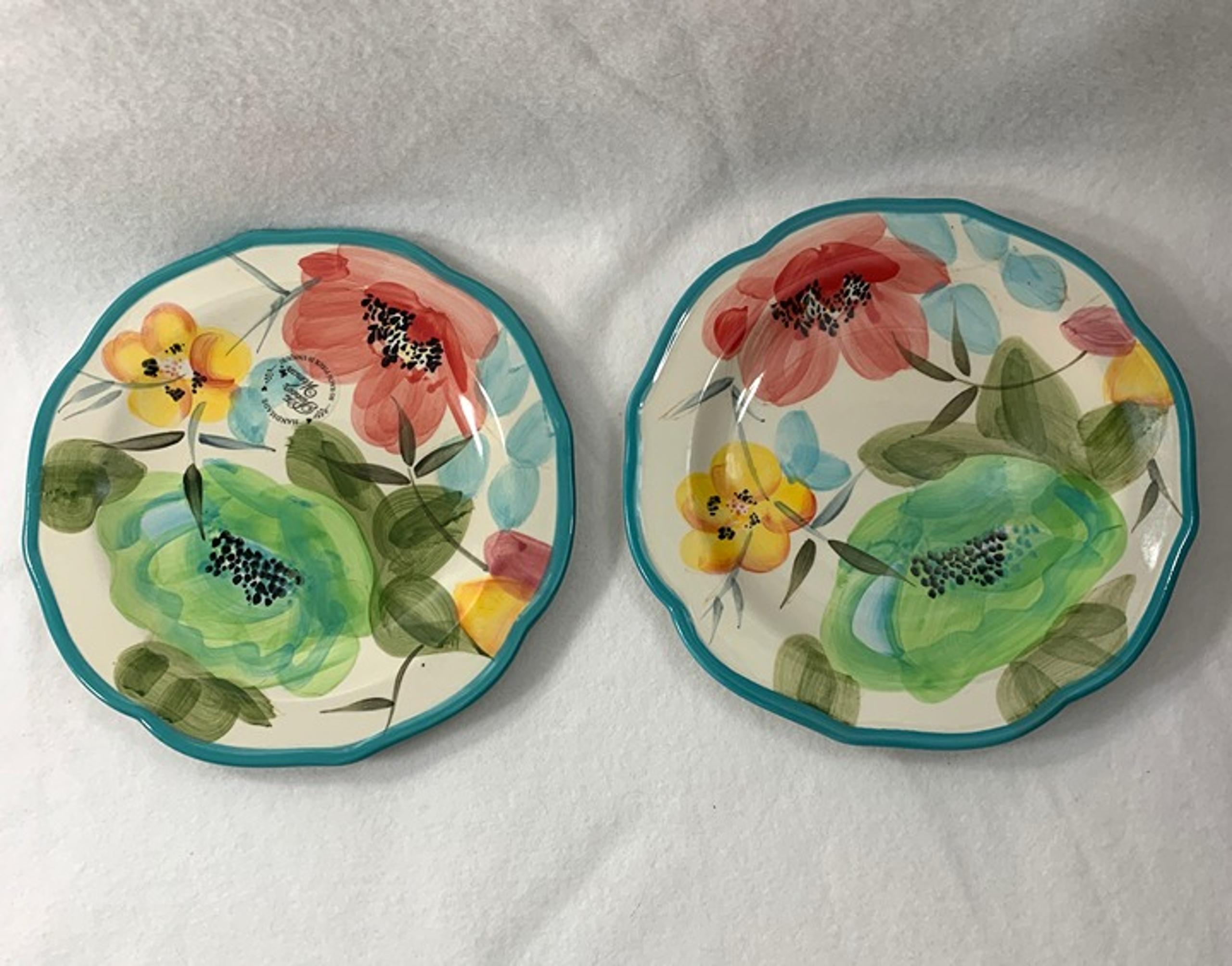The Salad Dessert Plates Vintage Bloom Teal 8.5 inch Set of 2 Two - Pioneer Woman
