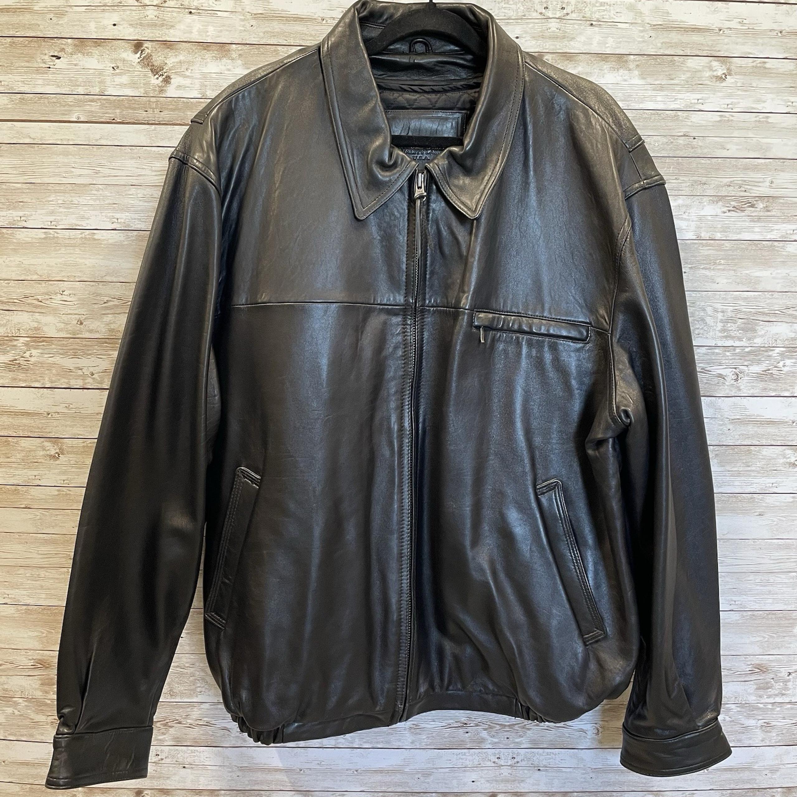 American Classics Mens XXL Leather Bomber Jacket Black Removable Liner Colebrook
