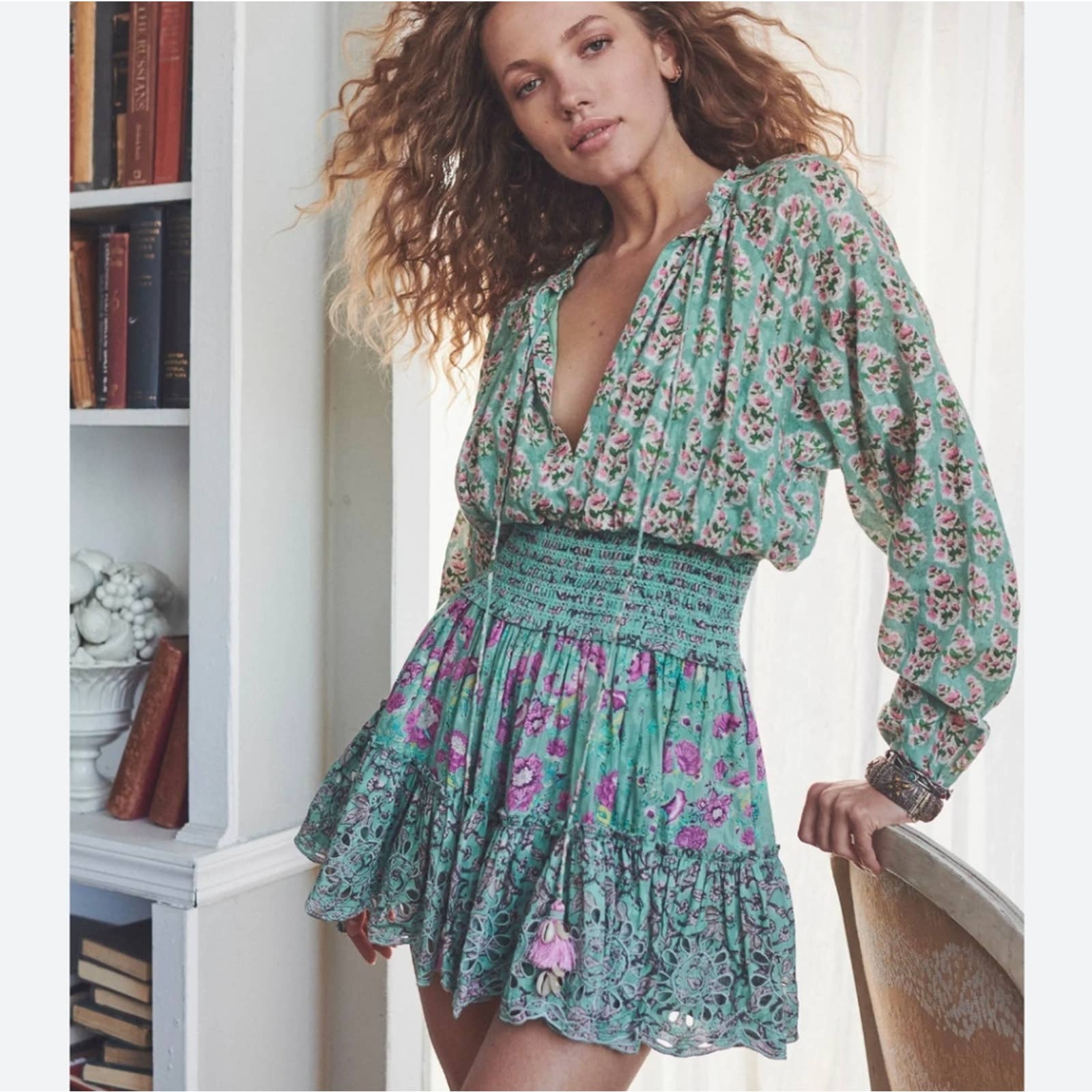 New Hemant & Nandita Hera long Sleeve Short Dress, shops size S
