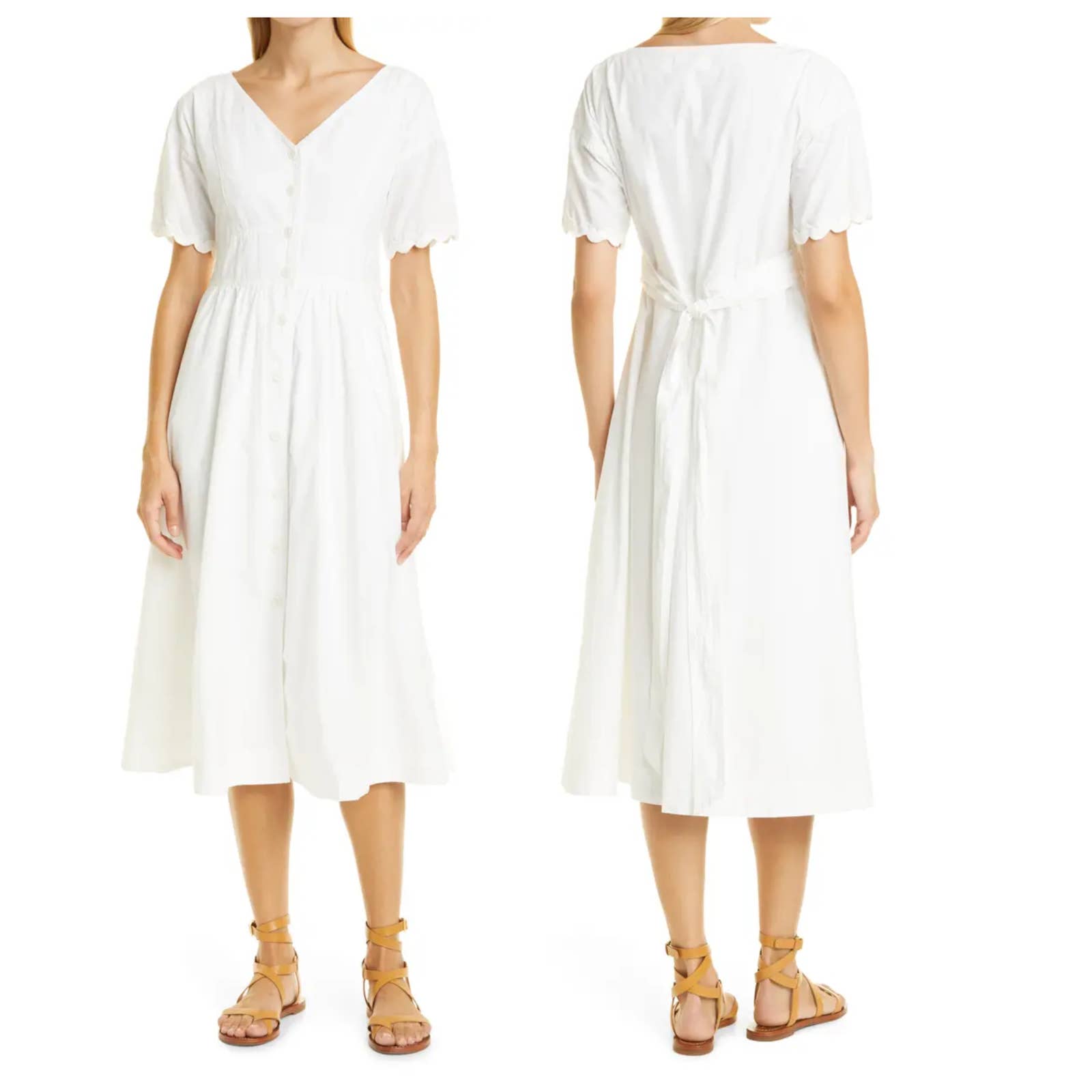 ALEX MILL Rick Button Front Cotton Midi Dress (M)