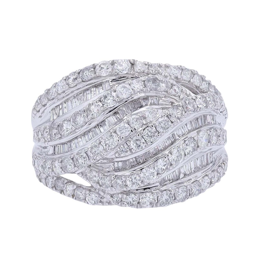 2.02 CT 10K White Gold Womens Natural Diamond Fancy Ring Size 7
