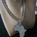 SLIVER AFRICAN SHAPED BLING HIP HOP NECKLACE.