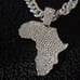 SLIVER AFRICAN SHAPED BLING HIP HOP NECKLACE.