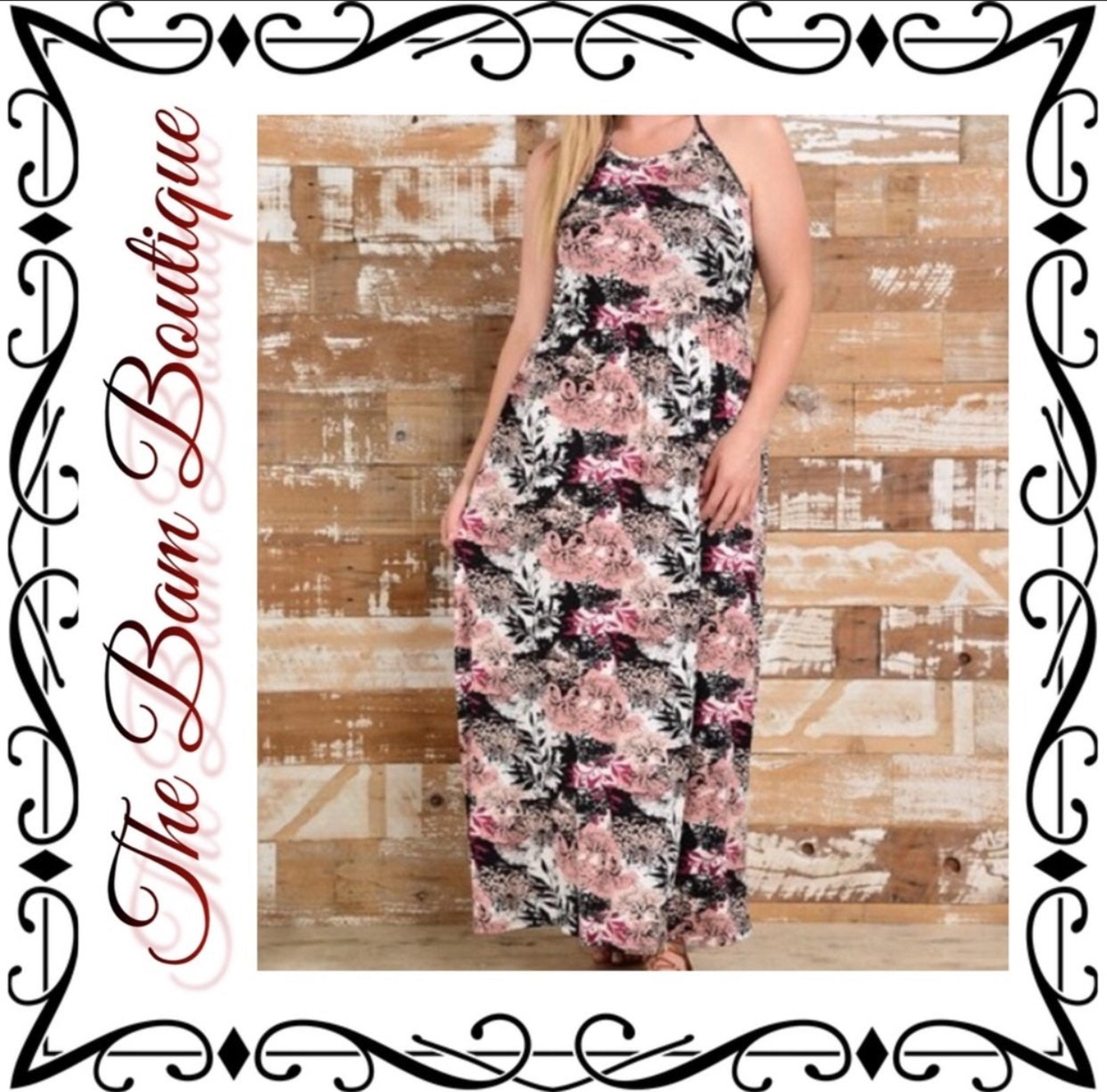 Plus Size Black & Rose Floral Maxi Dress