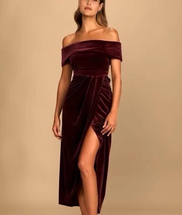 Lulu’s velvet off the shoulder dress