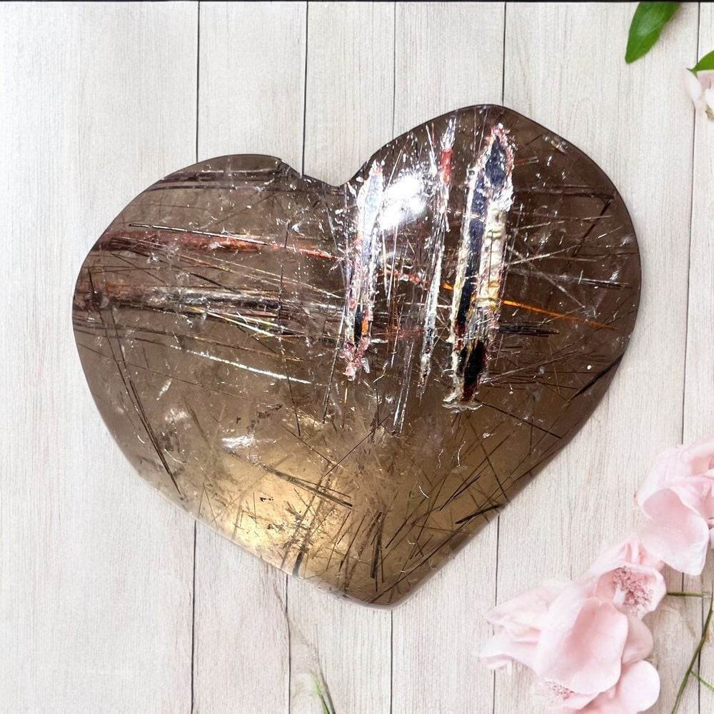Golden Rutilated Clear Quartz Heart (#6)