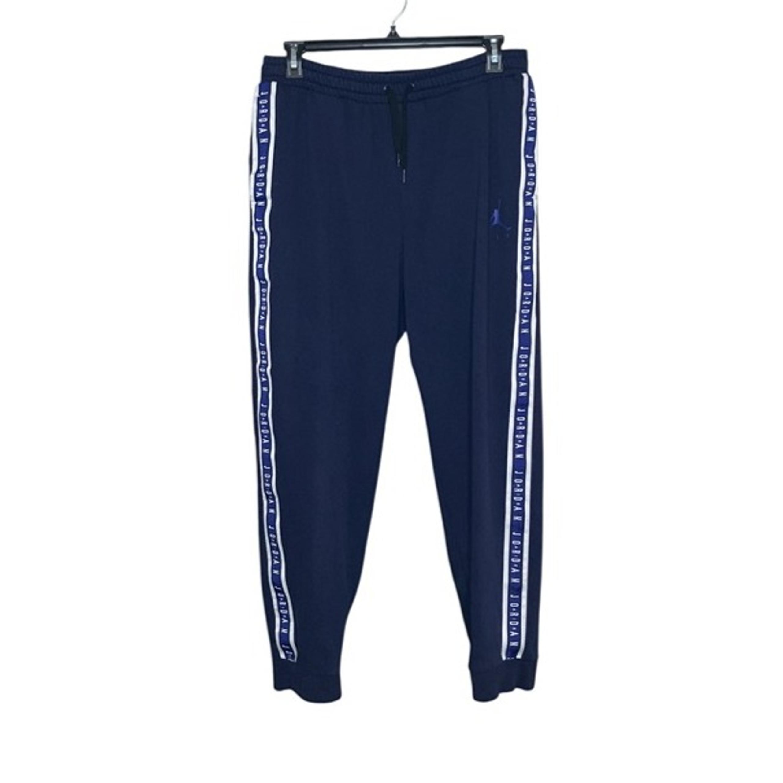 Air Jordan Men's Large L Navy Jumpman HBR Taped Logo Jogger Pants Sweatpants