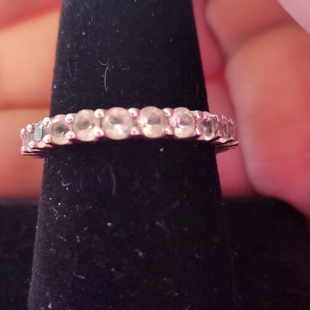 Vintage White Sapphire Sterling Silver Eternity Band Ring