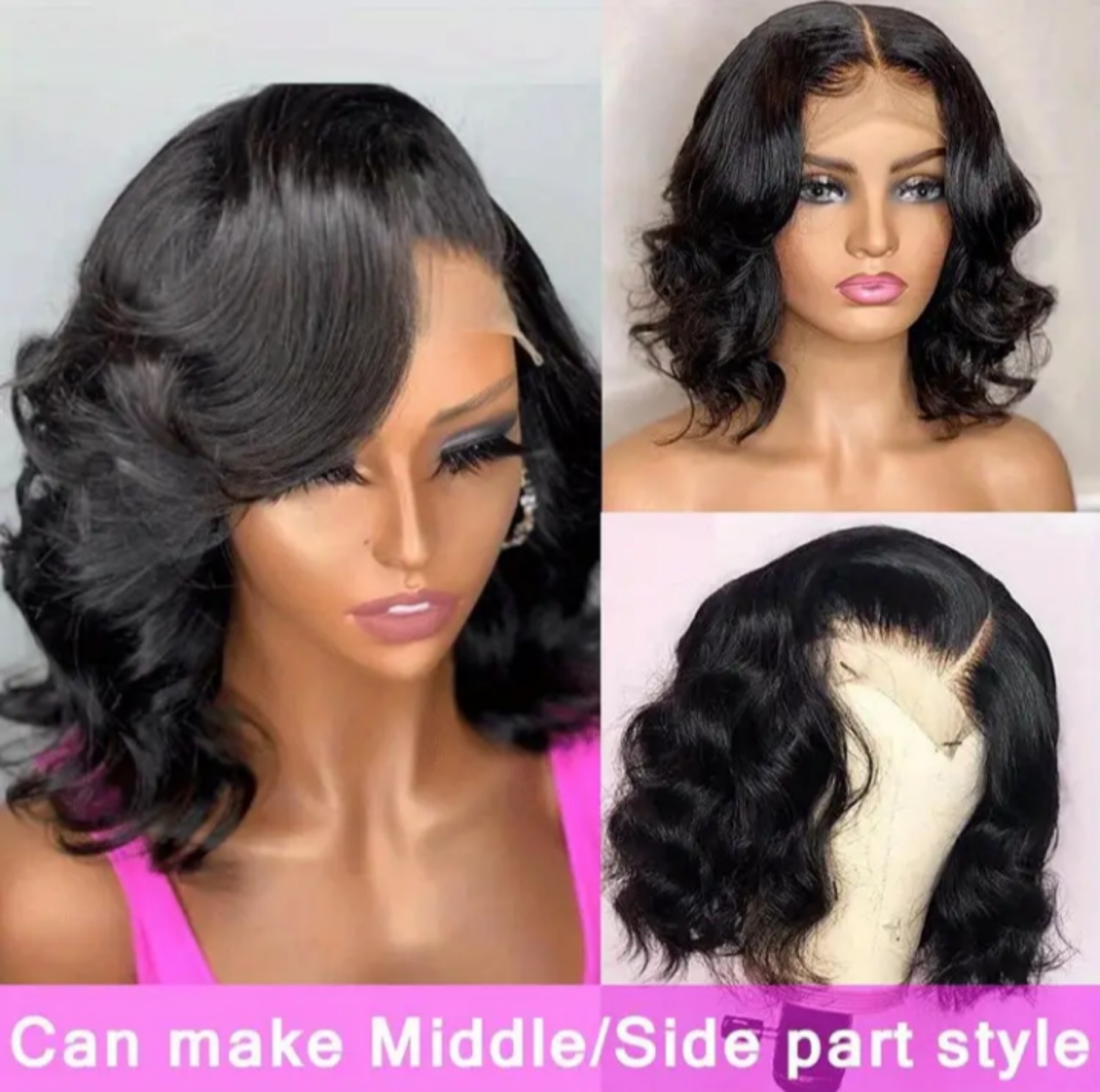 12 Inch Bob Wig Human Hair 250 Density Body Wave HD
