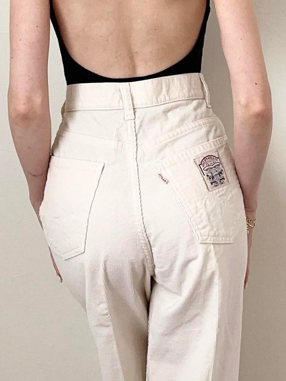 Vintage 1970s Cream White Tab Corduroy Levi’s Pants