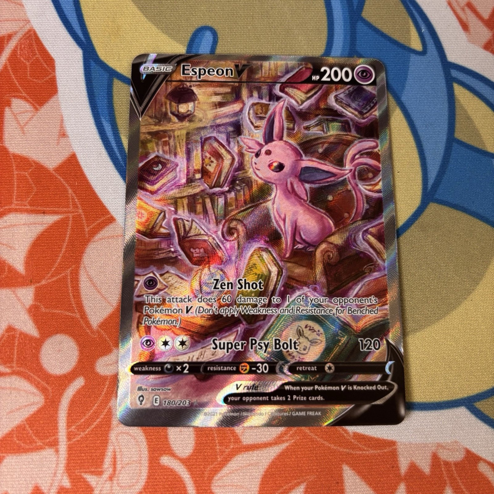 Espeon V (Full Alt Art) 180/203 Evolving Skies Holo SWSH Pokemon Card