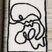Small Rug Abstract Face Drawing, Boho Matt, Beige and Black Rug, Cotton