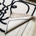 Small Rug Abstract Face Drawing, Boho Matt, Beige and Black Rug, Cotton