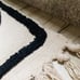 Small Rug Abstract Face Drawing, Boho Matt, Beige and Black Rug, Cotton